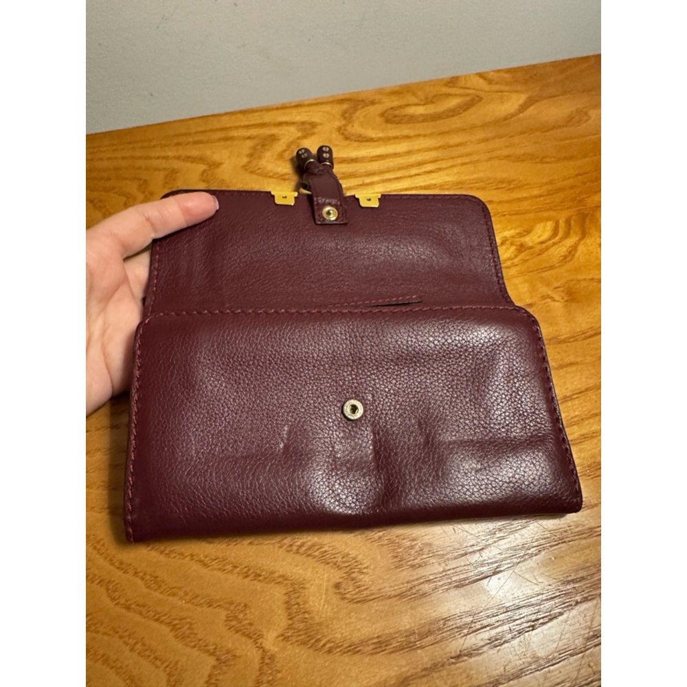 Chloe Burgundy Leather Long Flap Wallet - Picture 11 of 14